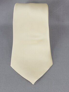 Barry Wang Mens Silk Necktie Tie Cream Hand Tailor Style Italy